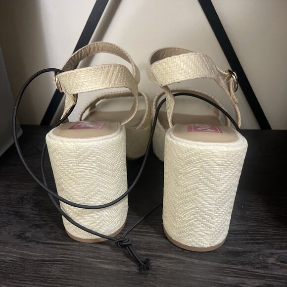 Pop Applaud Natural High Heeled Woven Sandals Sz 11 M Buckle $75 NWT - Picture 5 of 7
